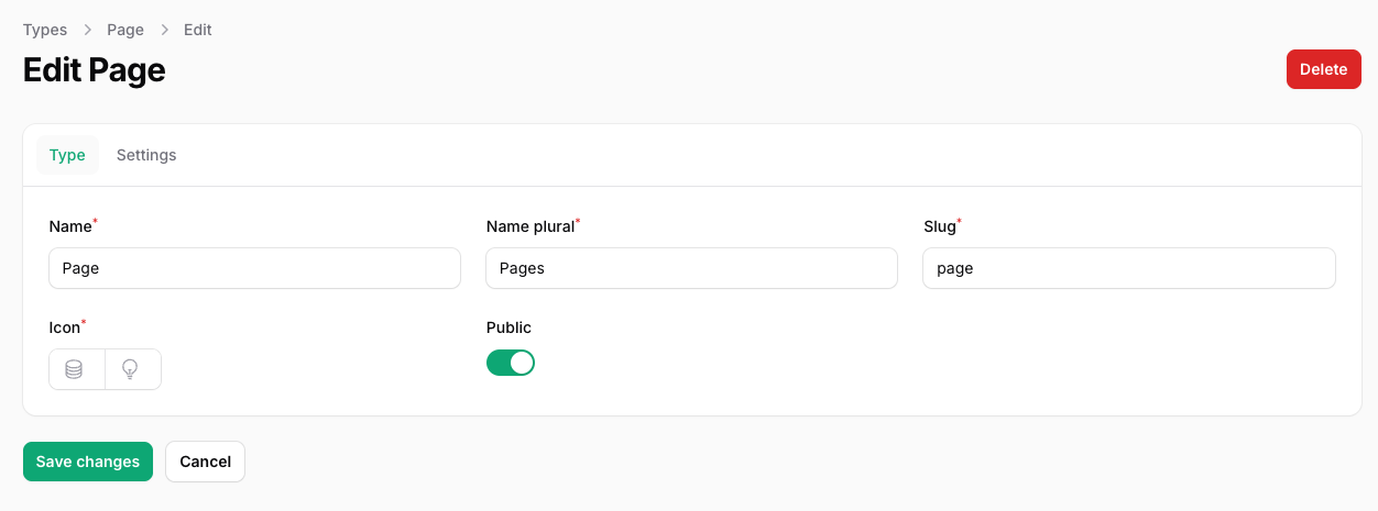 Define a content type